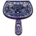Mexican Talavera Pedestal Sink Brisa Azul